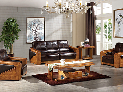 蠡口家具城华馨隆家具 中式金丝檀木客厅1+2+3纯实木皮质沙发组合